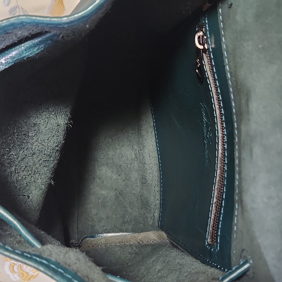 Patricia Nash Seluci Blue Coral Green Leather Backpack Nwt - Picture 7 of 11